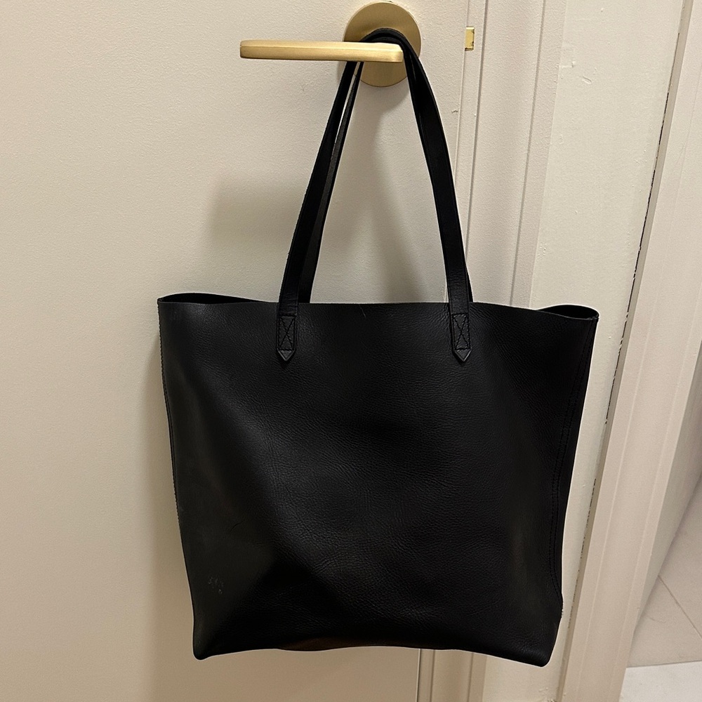 Madewell Black Leather Tote Bag